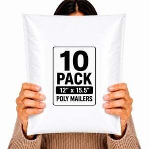 POLYMAILERS WHITE SHIPPING BAGS (10 PACK) 12" X 15.5" SELF SEAL MAILERS